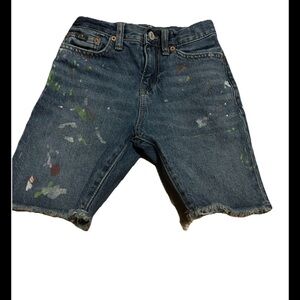 Paint-Splattered Denim Shorts